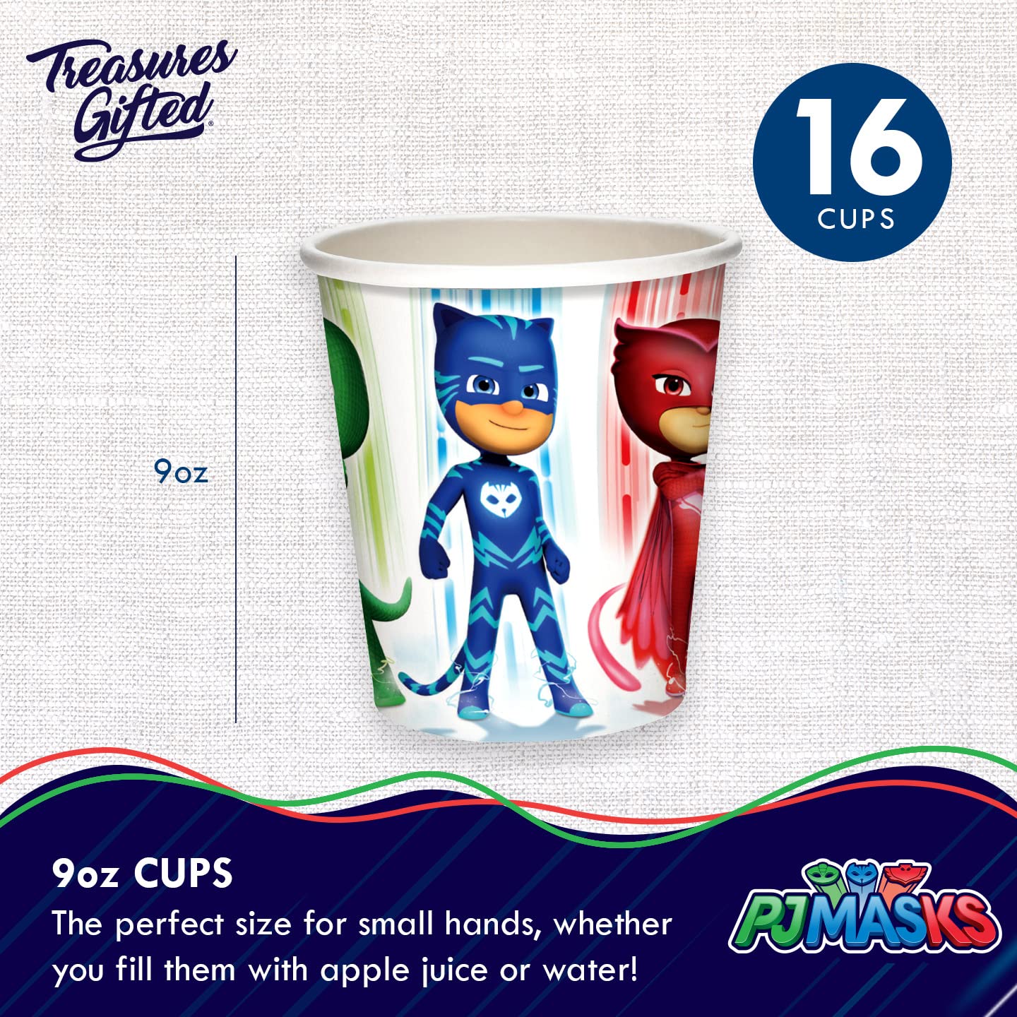 Treasures Gifted Officially Licensed PJ Masks Birthday Party Supplies - Serves 16 Guests - Dinnerware Deluxe Set PJ Masks Party Party Decorations