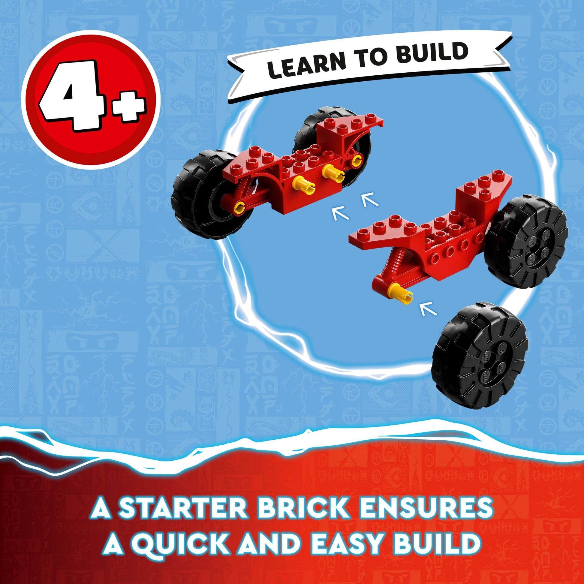 LEGO NINJAGO Kai and Ras’ Car and Bike Battle 71789 Beginner Building Toy Set, Features a Ninja Car Toy and Bike Plus 2 Minifigures, Birthday Gift
