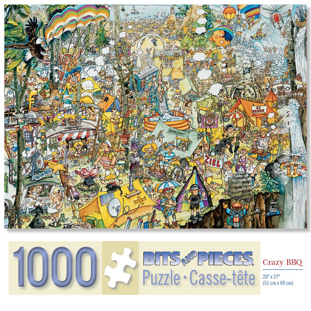 Bits and Pieces - 1000 Piece Jigsaw Puzzle for Adults - Crazy BBQ - Festival Scene Jigsaw Puzzle by Artist Gerold Como, Completed Puzzle Size: 20" x