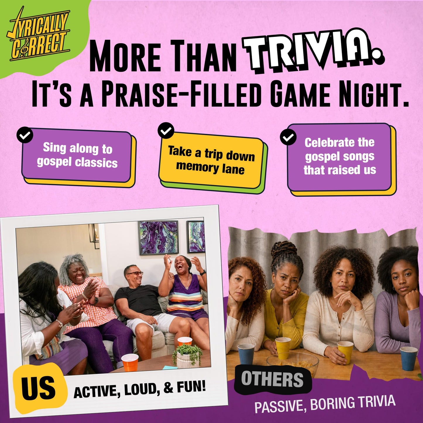 Lyrically Correct Revival: The Gospel Edition - Gospel Music Trivia Card Game for Adults & Families | Church Gatherings, Fellowship & Family Game