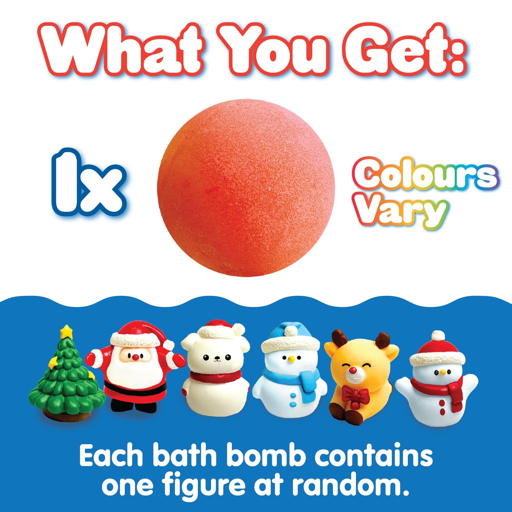 ZIMPLI Large 100g Santa Surprise Baff Bombz, Contains 6 Surprise Christmas Toys to Collect in Total, One per Bath Bomb, Stocking Filler for Boys Girls