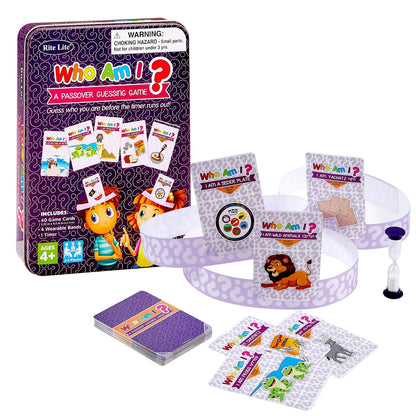 Rite Lite Passover Game Gift Who Am I Head’s Up Jewish Pesach Seder Gifts for Kids Holiday Party Favors Fun Guessing Game Wear Card Above Head