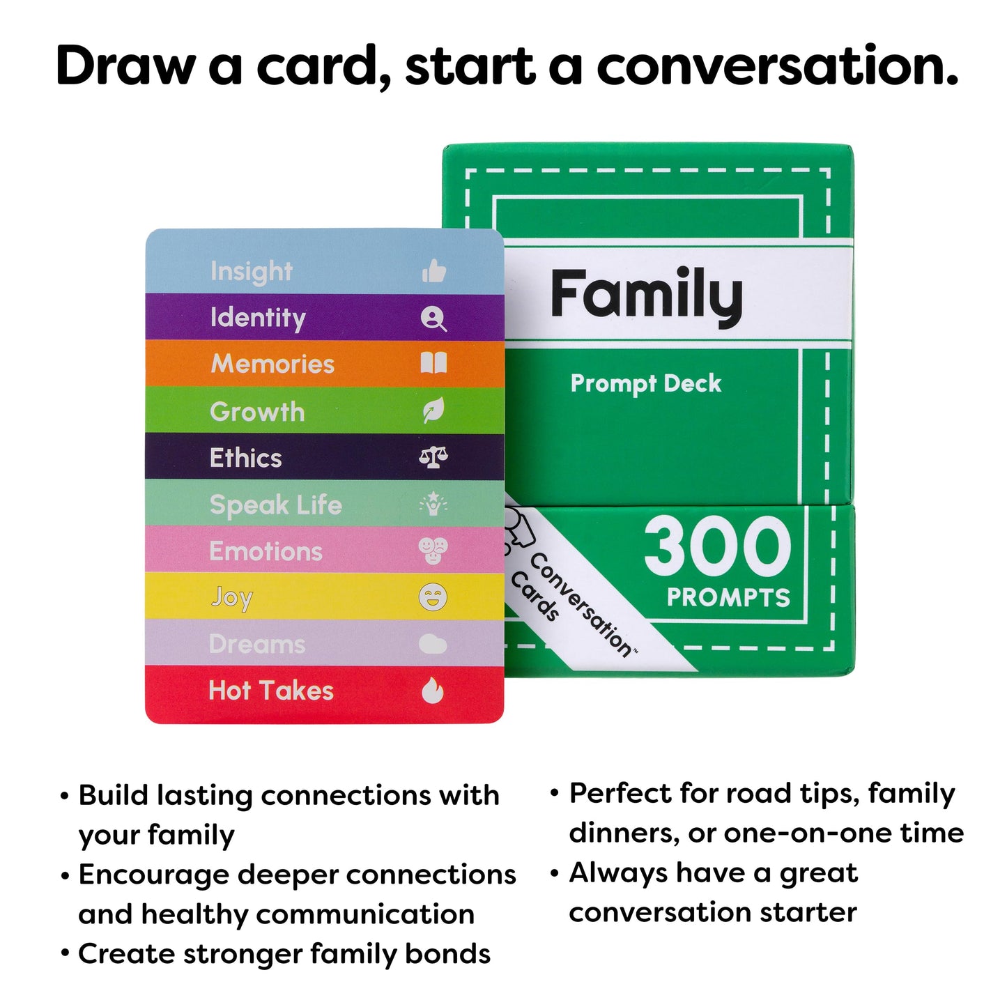 Conversation Cards Family Pack | 300 Open-Ended Questions and Conversation Starters | Cards to Ignite Deeper Connections | A Great Gift for Families