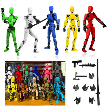 Outeat Assembly Completed Titan 13 Action Figures Set,3D Printed Multi-Jointed Movable Nova 13 Robot T-13 Lucky 13 Collectible Figurines Model