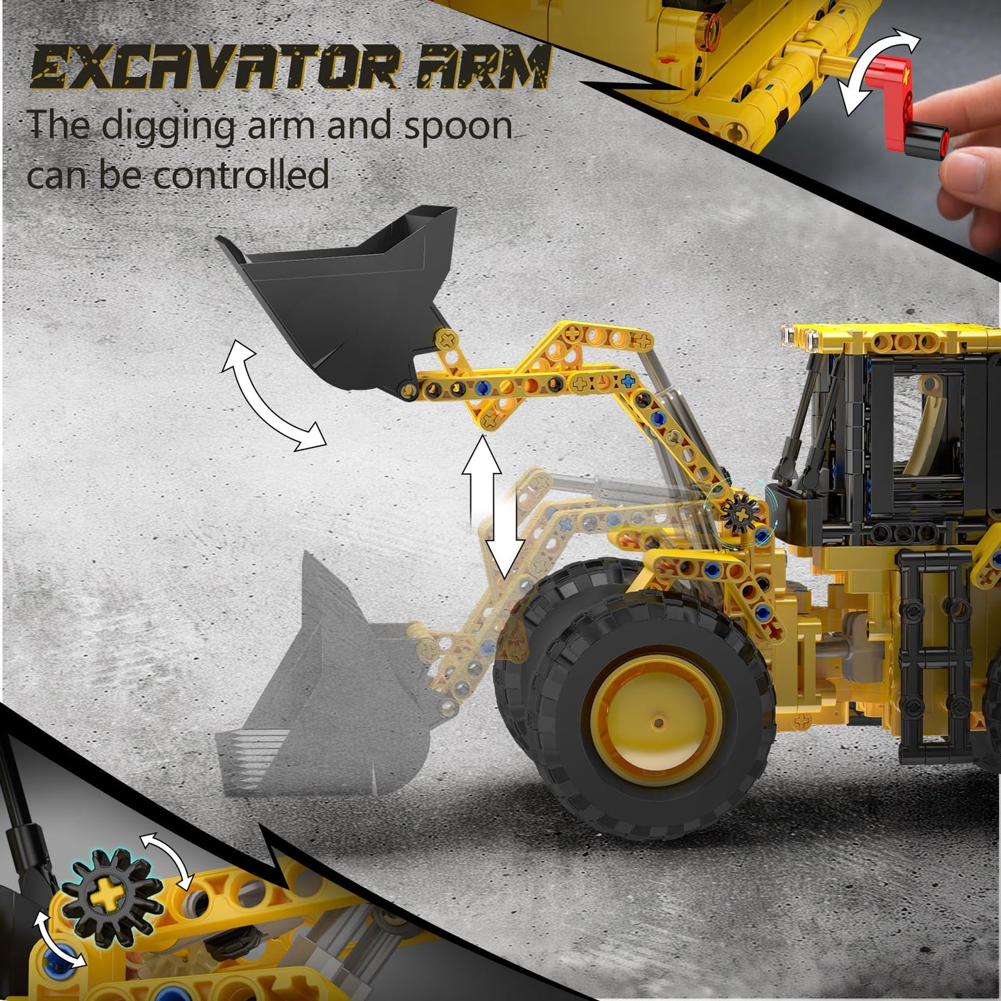 Mould King 17084 Wheel Loader Construction Toy, Buildable Bulldozer Construction Vehicle Building Set, Realistic Loading Shovel for Adult (910 PCS)