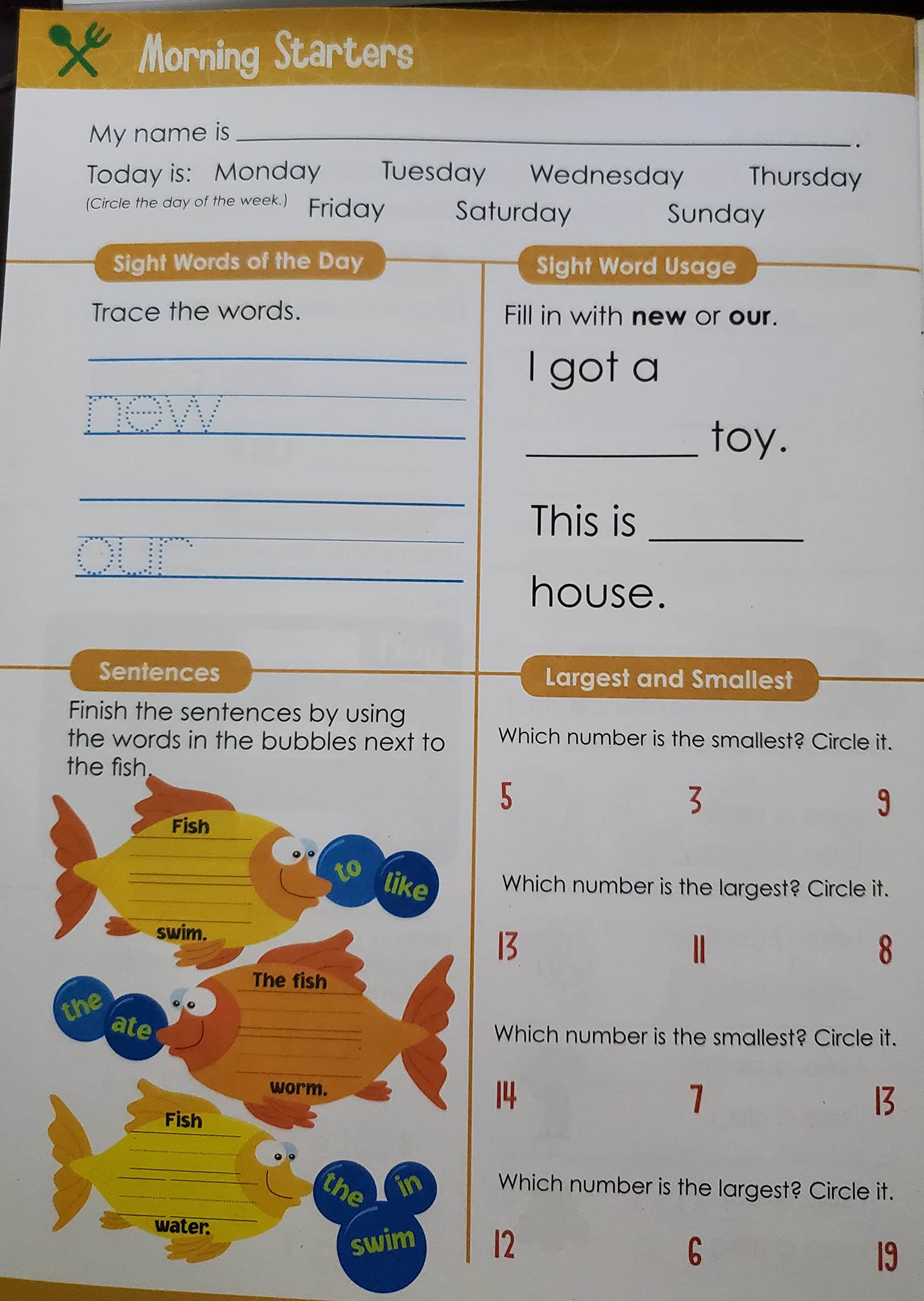 Pre-K Morning Starters an Educational Workbook