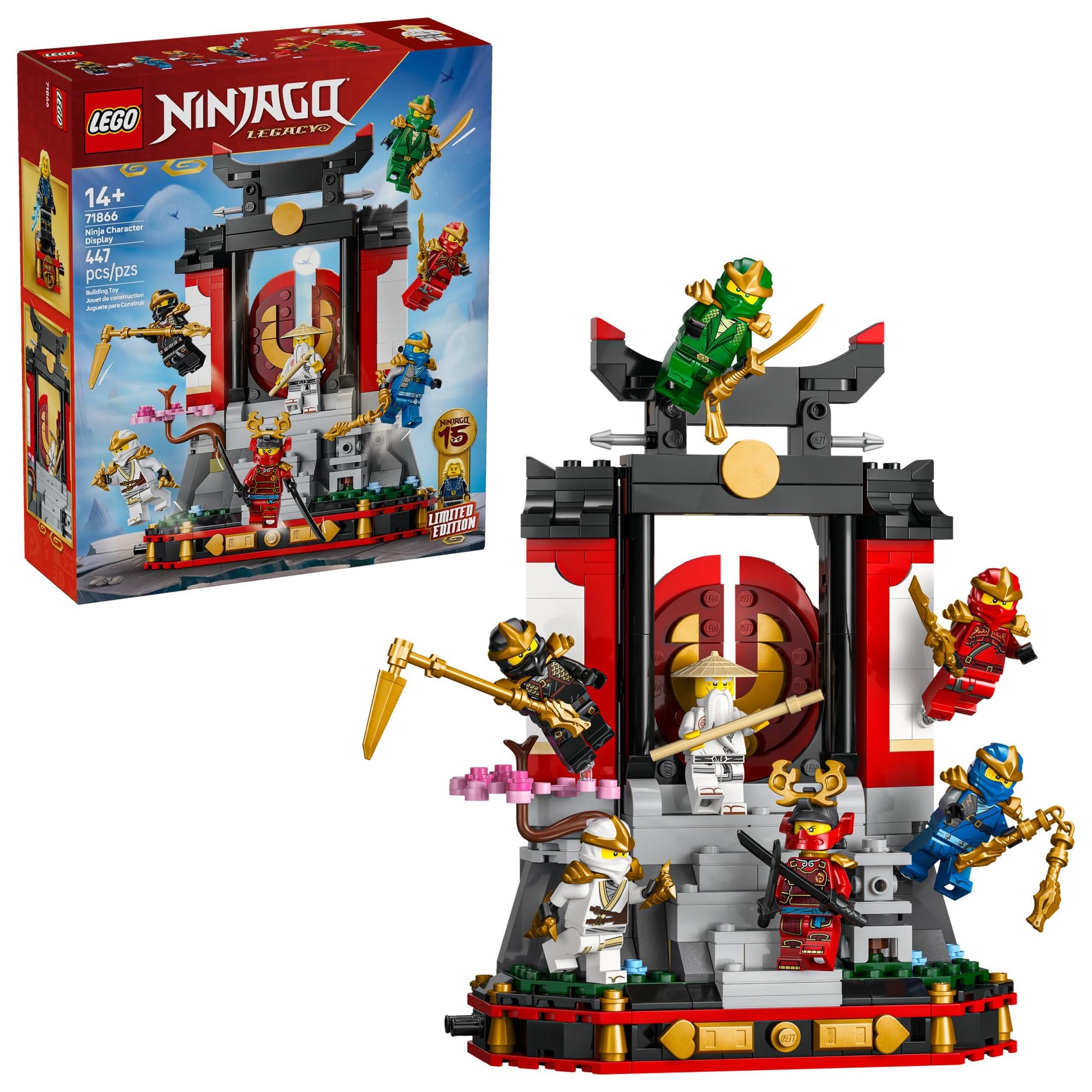 LEGO NINJAGO Ninja Character Display 15th Anniversary Building Toy for Kids, Ages 14+ - Ninja Playset W/Elemental Master of Lightning + 7 Minifigures