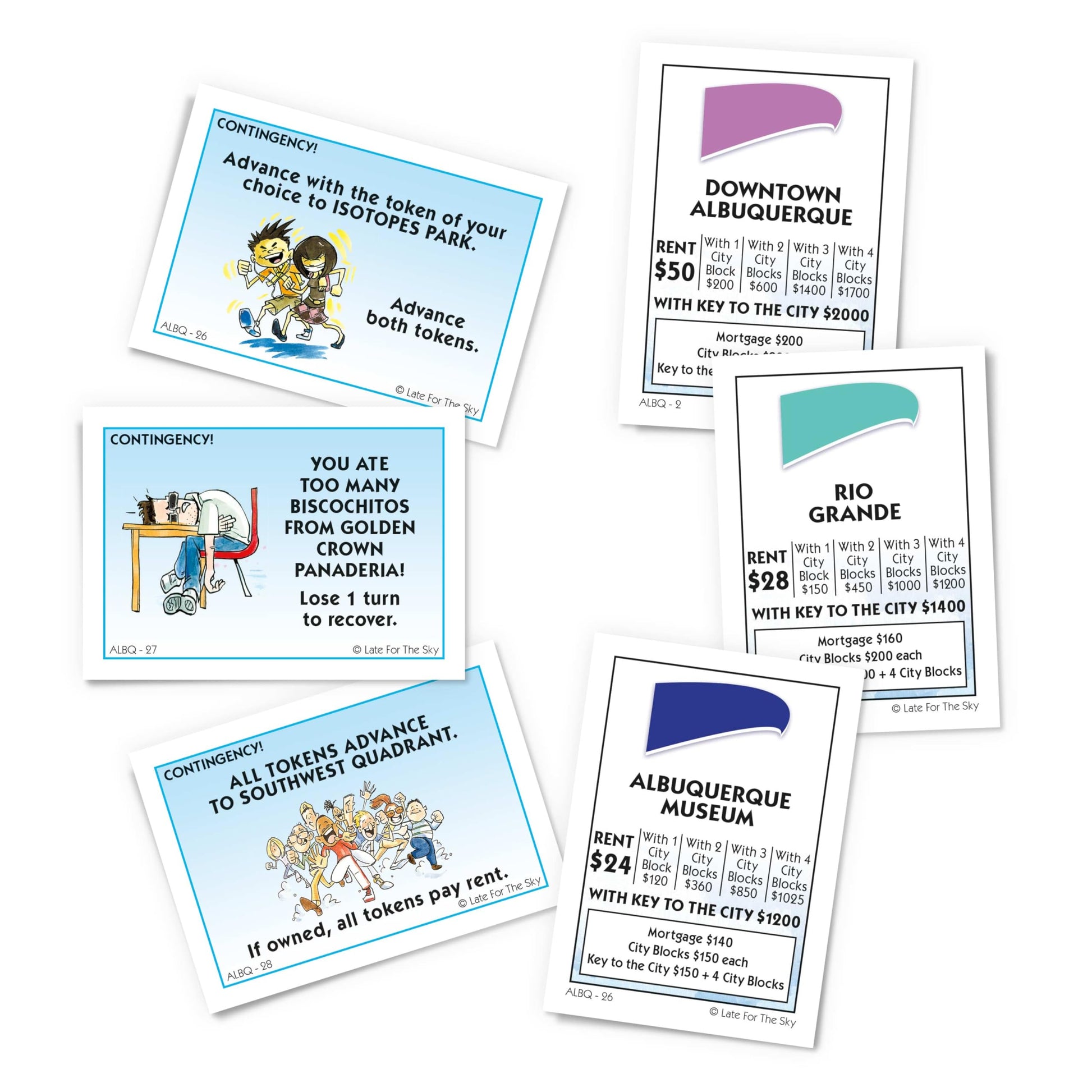 Late for the Sky Albuquerque-Opoly City Board Game - Property Trading Family Game, 2-6 Players, Ages 8+, Explore Albuquerque Landmarks, Fast or