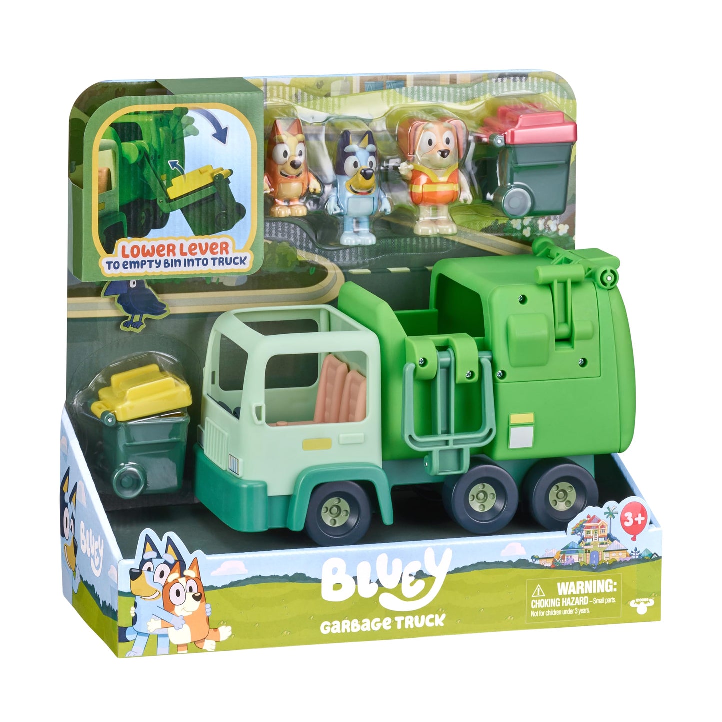 Bluey Garbage Truck Playset, Bingo & Bin Man Figures, Interactive Lever