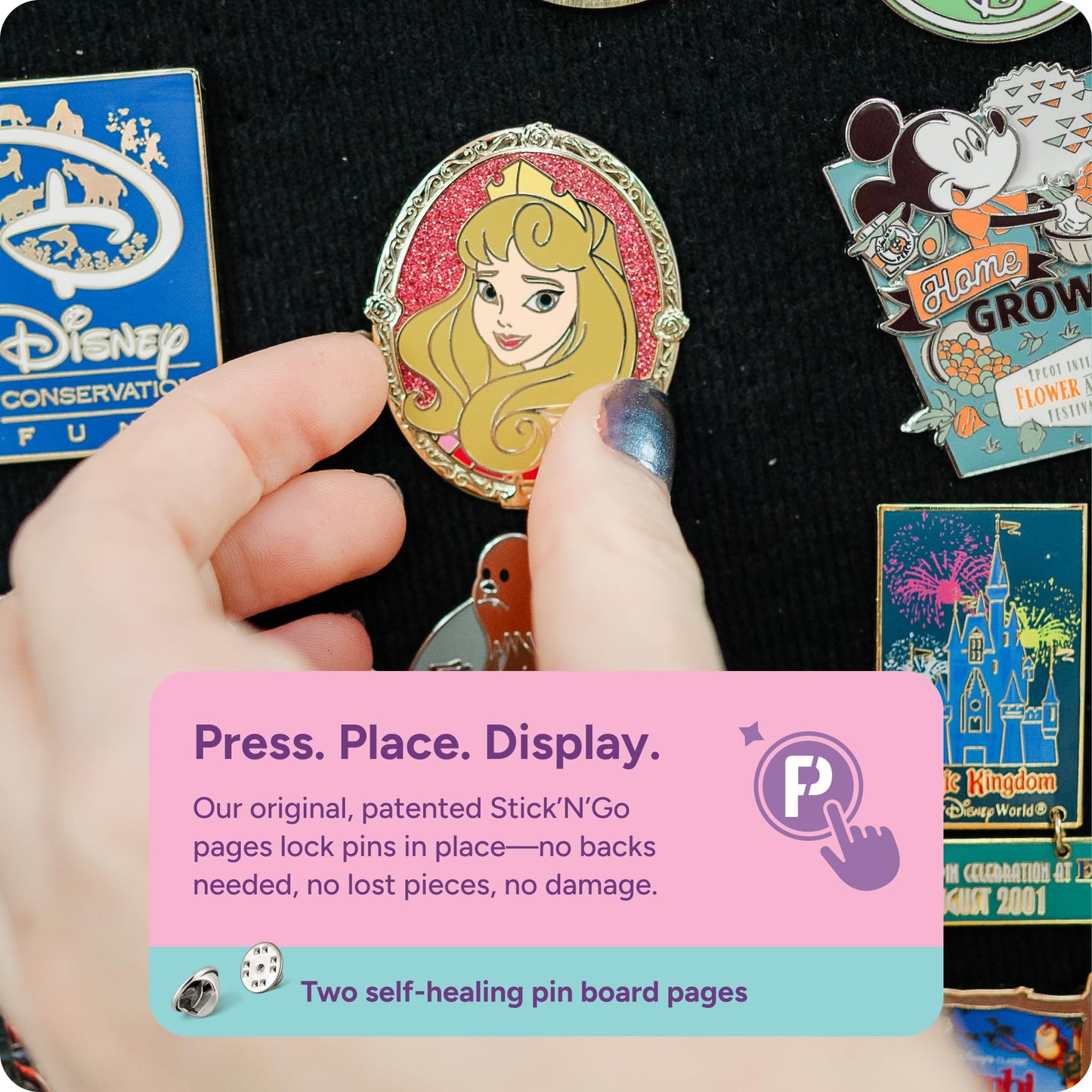 PinFolio Maxx Pin Display Storage Book - Slim Pin Book for Disney Pins & Enamel Pins | Holds 120 1" Pins (Black)