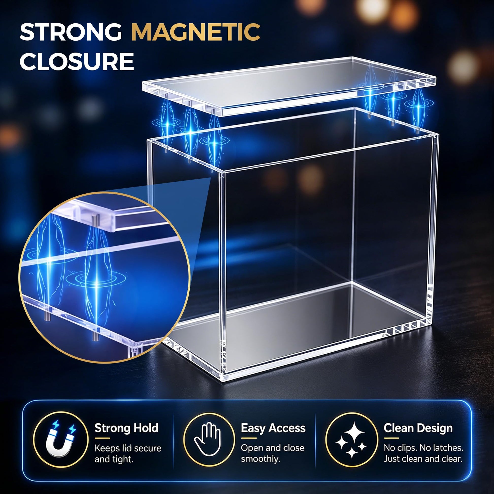 ZXQIRAX ETB Protector Case - 5mm ETB Acrylic Case Compatible with Elite Trainer Box, Magnetic Lid, UV Protection, Crystal Clear Collector Display Case