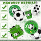 Bolake 172 Pcs Soccer Party Plates Tableware Set Serves 24 Soccer Party Decorations Supplies Includes Plates Napkins Banner Cups Tablecloth for Soccer