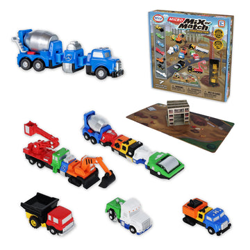 Popular Playthings Magnetic Vehicles for Toddlers 1-3, Mini Mix or Match Car Toys, Set of 7 Gift for Kids - Construction Trucks