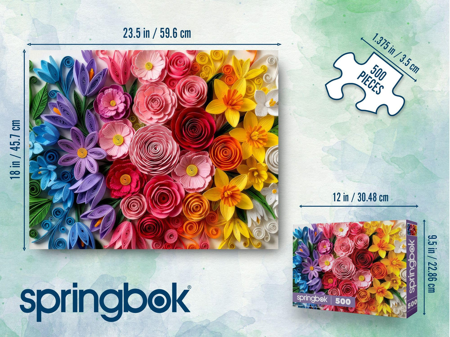 Springbok Quilled Flower Garden 500 Piece Jigsaw Puzzle for Adults