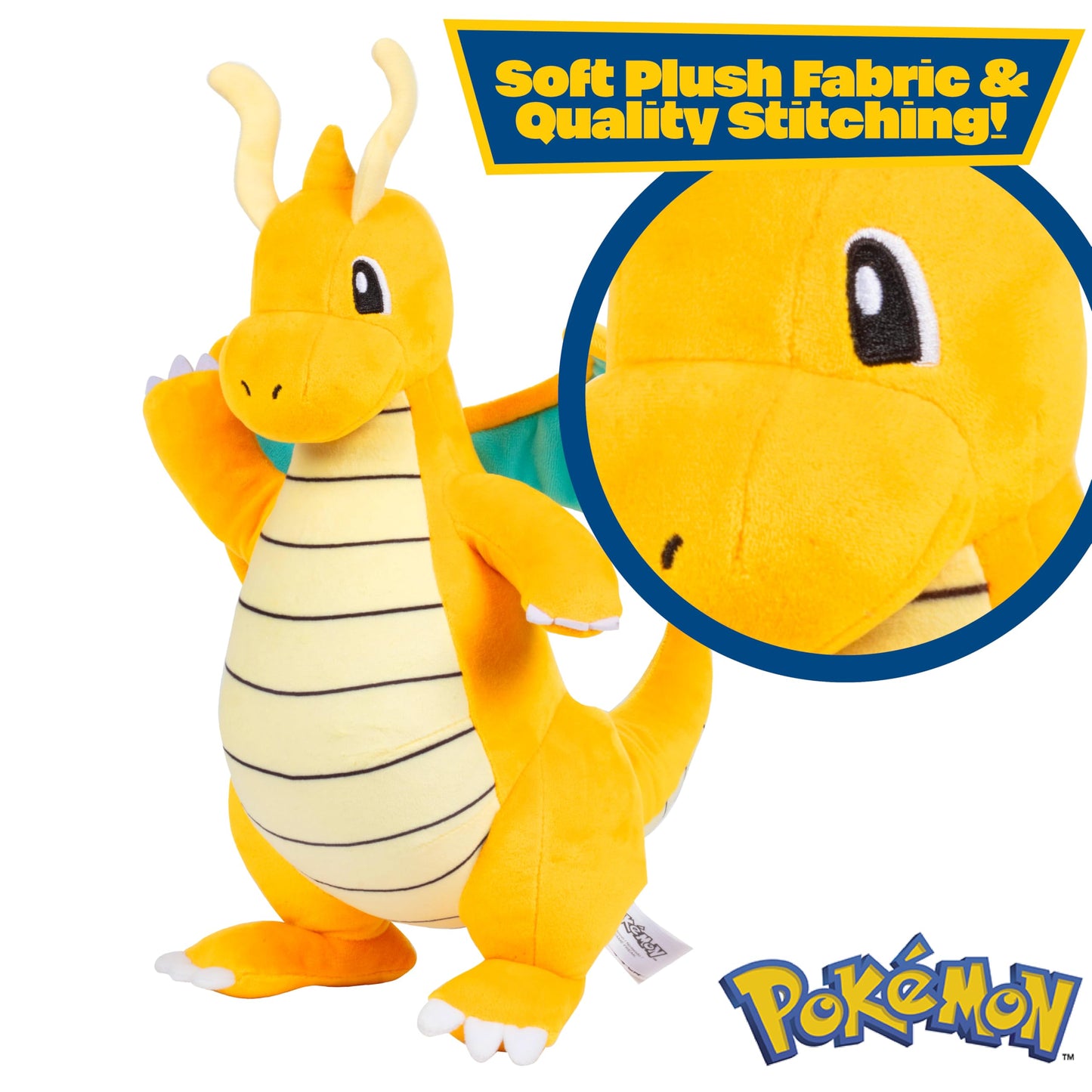 Pokémon 12" Dragonite Plush - Officially Licensed - Generation 1 Dratini & Dragonair Evolution - Authentic Soft Stuffed Animal Toy Figure - Gift