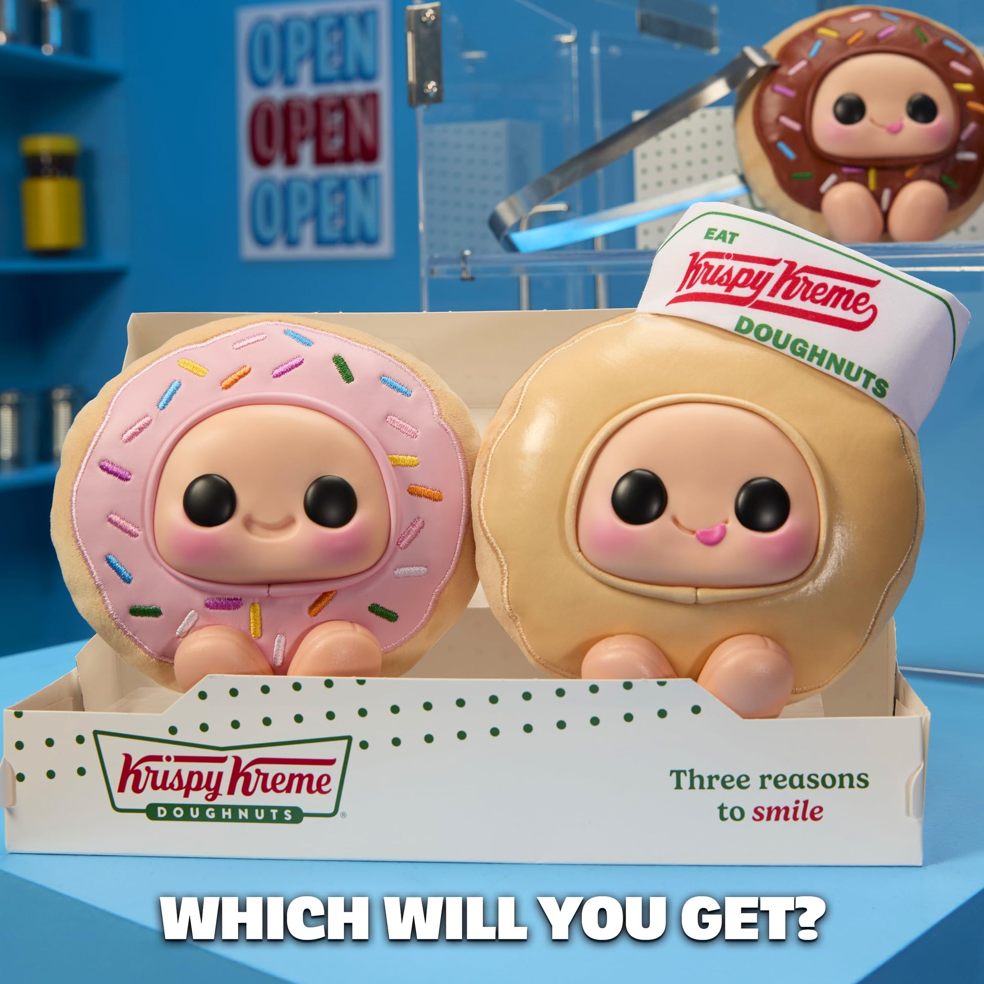 Hyojo Krispy Kreme Doughnuts Series, Blind Box Collectible Plush, Limited Edition Toy Gift for All Ages, 3 to Collect, Chocolate & Strawberry Iced