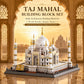 LQPFBSM Taj Mahal Building Block Set 1113 Pieces Large World Wonder Architecture Model India Landmark Souvenir with Golden Finials & Nameplate Gift