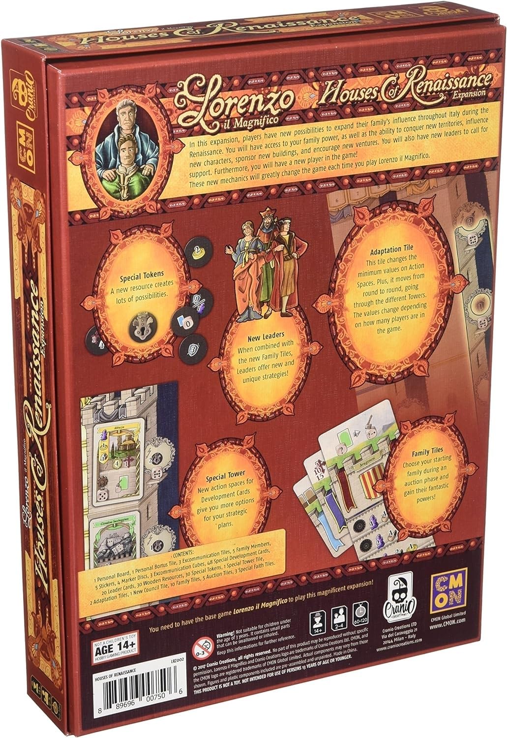 CMON Lorenzo il Magnifico: Houses of Renaissance Expansion | Strategy Board Game for Teens and Adults| Ages 14 and up | 2 to 5 Players | Average