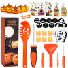 SKINOSM Pumpkin Carving Kit for Kids, 6 Easy Halloween Pumpkin Carving Tools Set, 6 LED Candles, 10 Carving Stencils & 20 Halloween Cellophane Candy