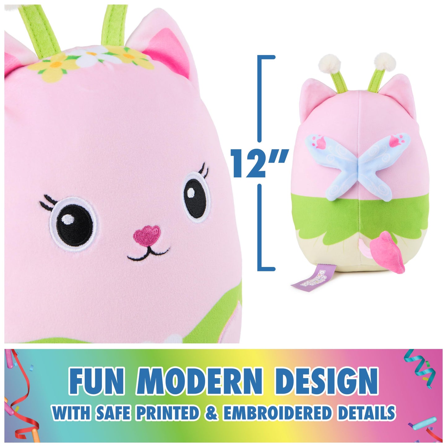 Gabby’s Dollhouse Official Kitty Fairy 12" Squishy Plush Toy for Ages 1+