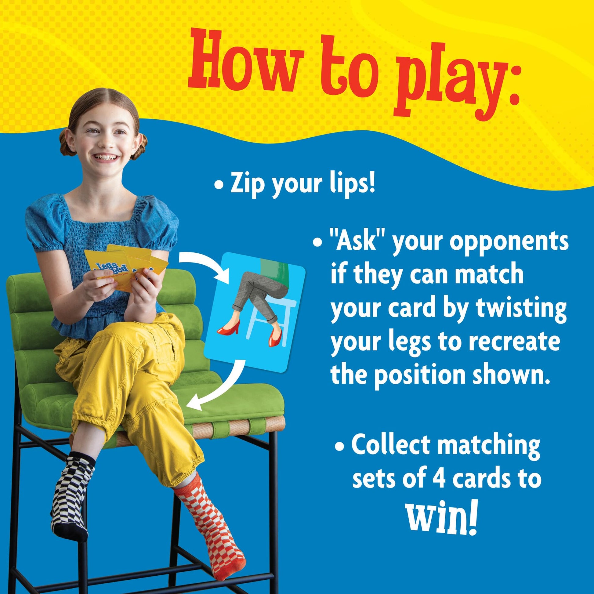 MindWare Legs Crossed - The Silly Get-Up & Go-Fish Card Game for Kids & Adults