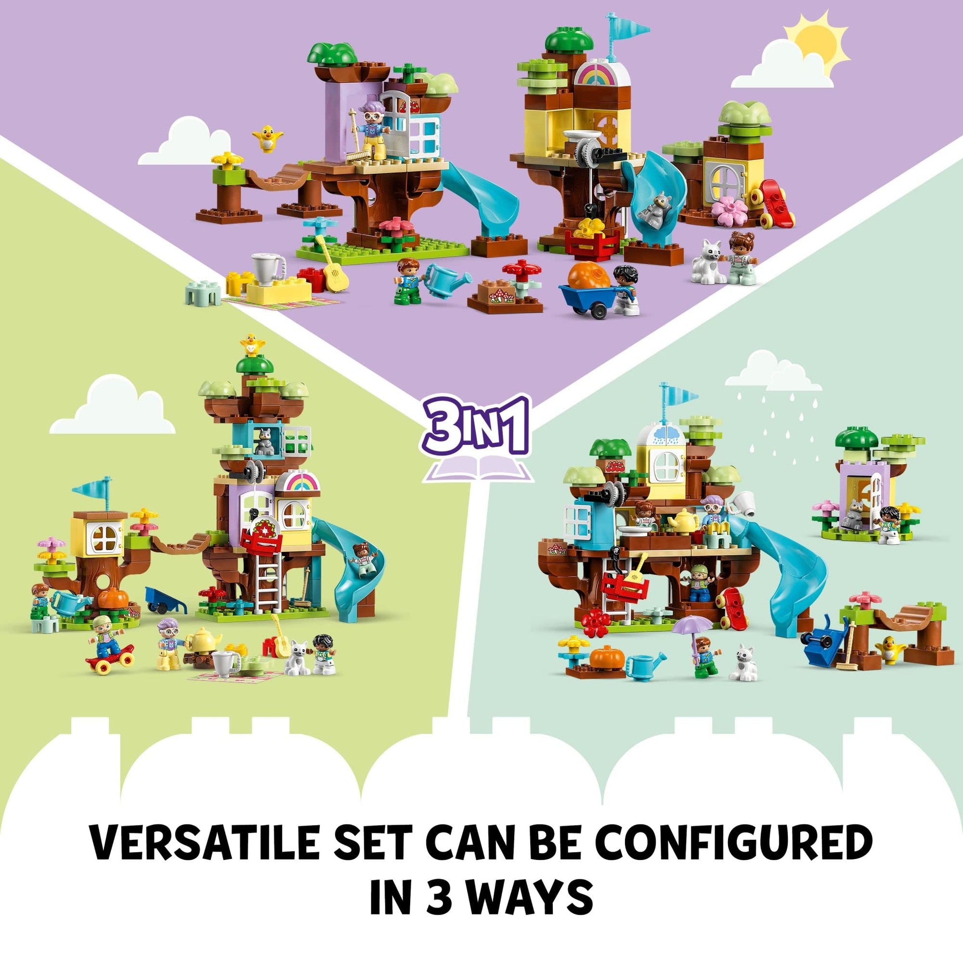 LEGO DUPLO 3in1 Tree House 10993 Creative Building Toy for Toddlers, Includes 8 Figures for Teaching Social Skills, Playing Together and Group Play