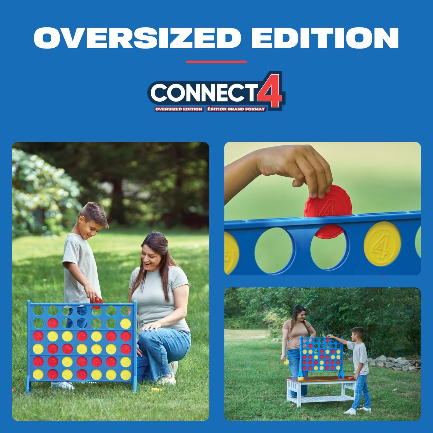 EastPoint Oversized Connect 4 Game - Oversized Edition, Blue, 42-Count Discs - Giant Connect 4 for Lawn & Yard Play - Board Games for Kids & Adults