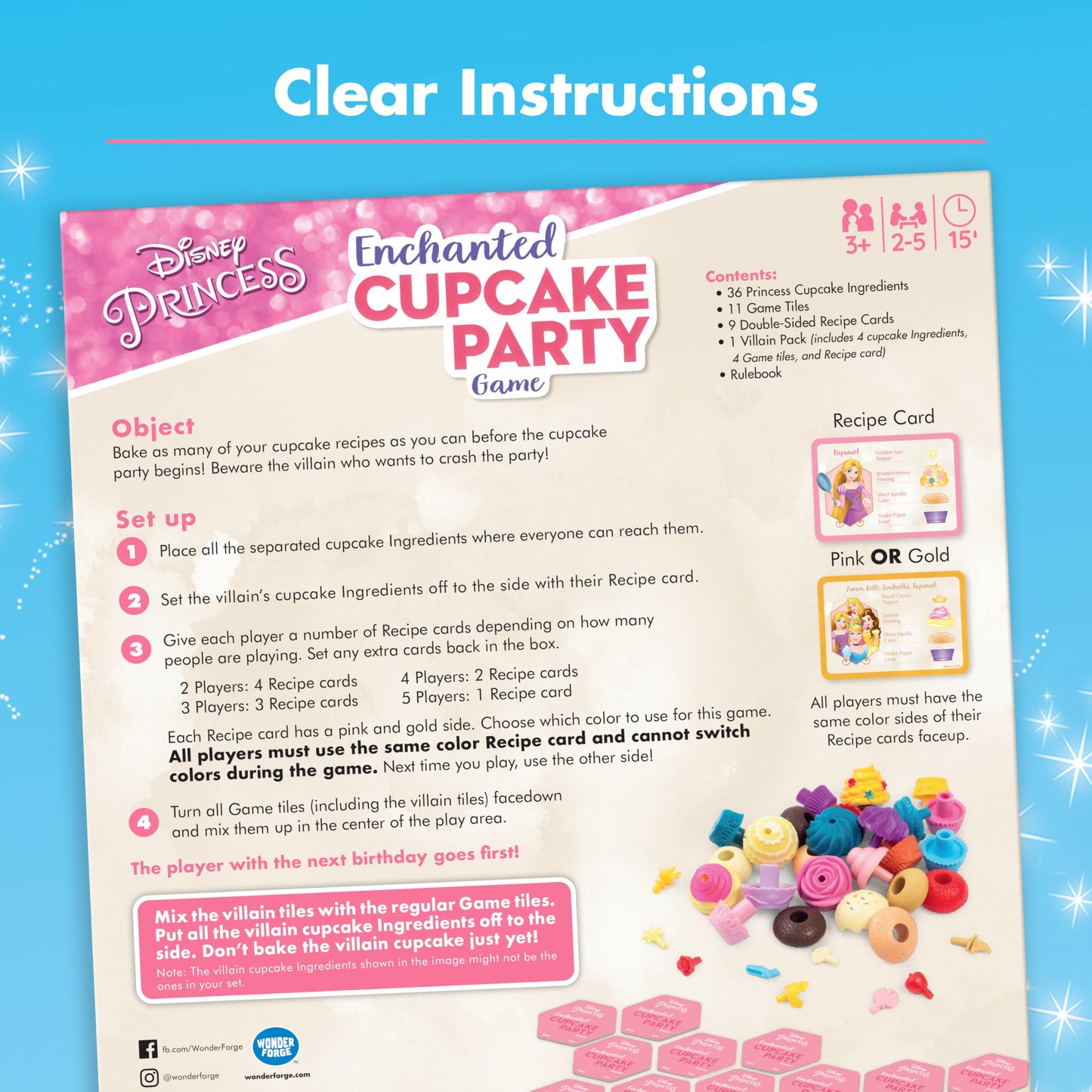 Wonder Forge Disney Princess Enchanted Cupcake Party Game - Exciting Matching Game | Fun for Kids & Adults | Ideal for Disney Princesses Enthusiasts |