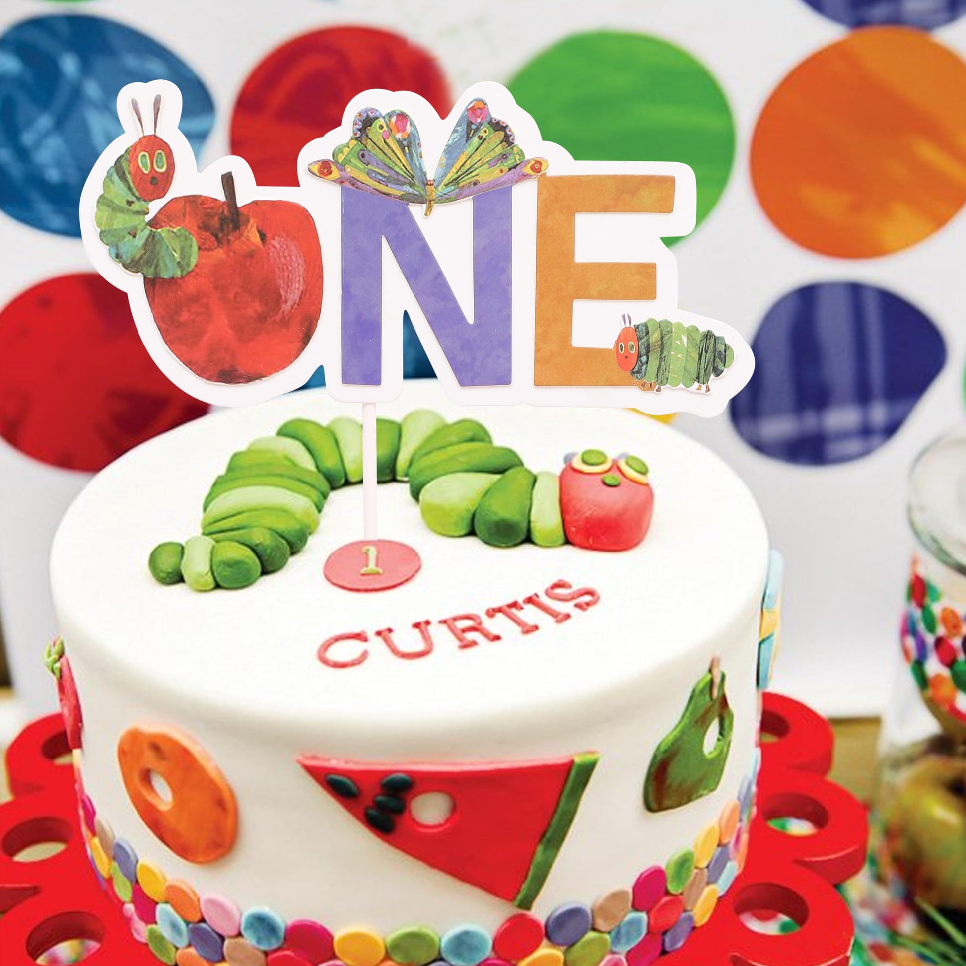 Hungry Caterpillar 1st Birthday Cake Topper - Hungry Caterpillar 1st Birthday Decorations, Hungry Caterpillar Themed Birthday Party, Baby Shower Party