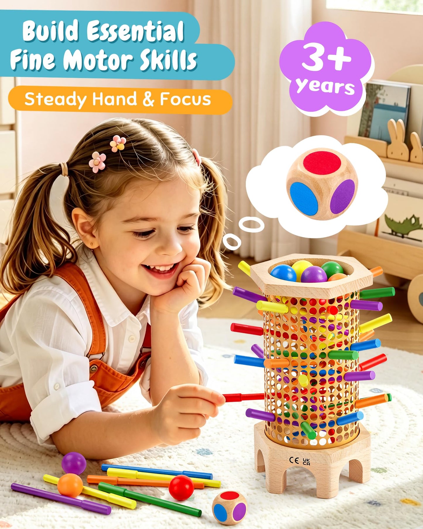 Piunemky Wooden Stick Tower Game, Montessori Toy Ages 3-8