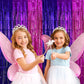 2 Pack Purple Pink Foil Fringe Curtains Streamers Backdrop for Music Themed Party Decorations, Girls Butterfly Birthday Party Decorations Supplies