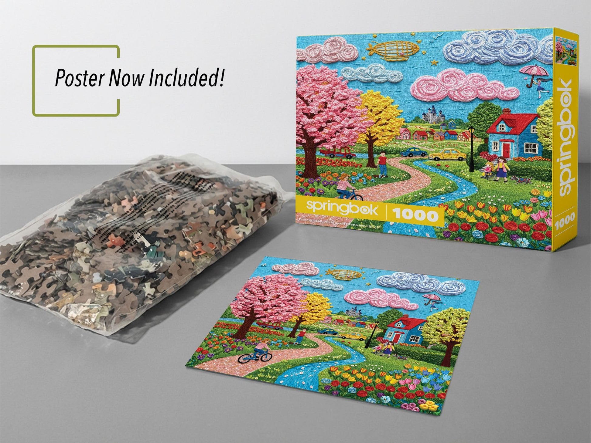 Springbok Springtime Stroll 1000 Piece Jigsaw Puzzle for Adults & Family - Poster Now Included - Scenic Spring Garden, Flowers & Trees Art - Unique