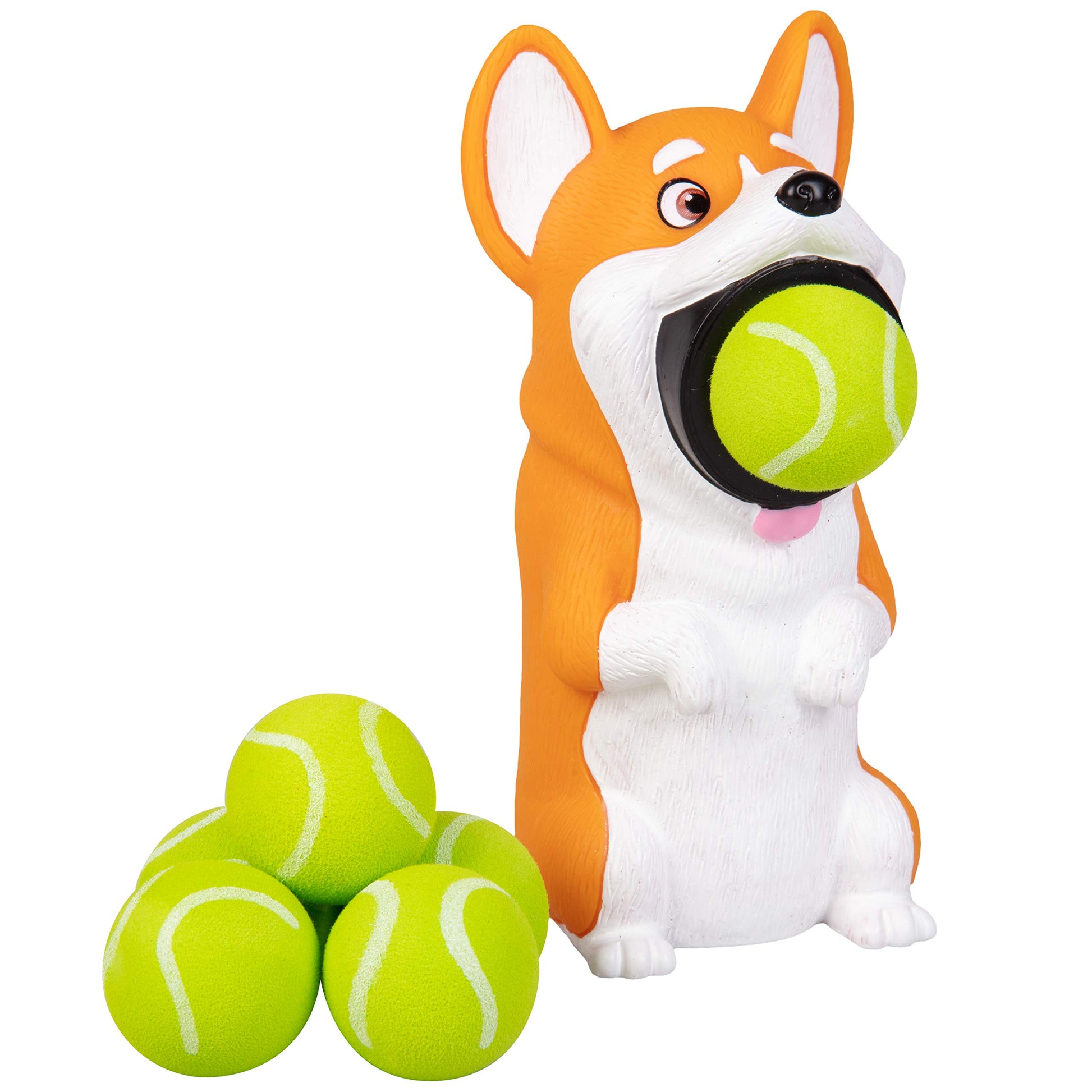 Hog Wild Corgi Ball Popper Toy - Includes 4 Soft Foam Balls - Squeeze to Pop Air Powered Balls Up to 20 Feet - Launcher Safe for Indoor/Outdoor Play