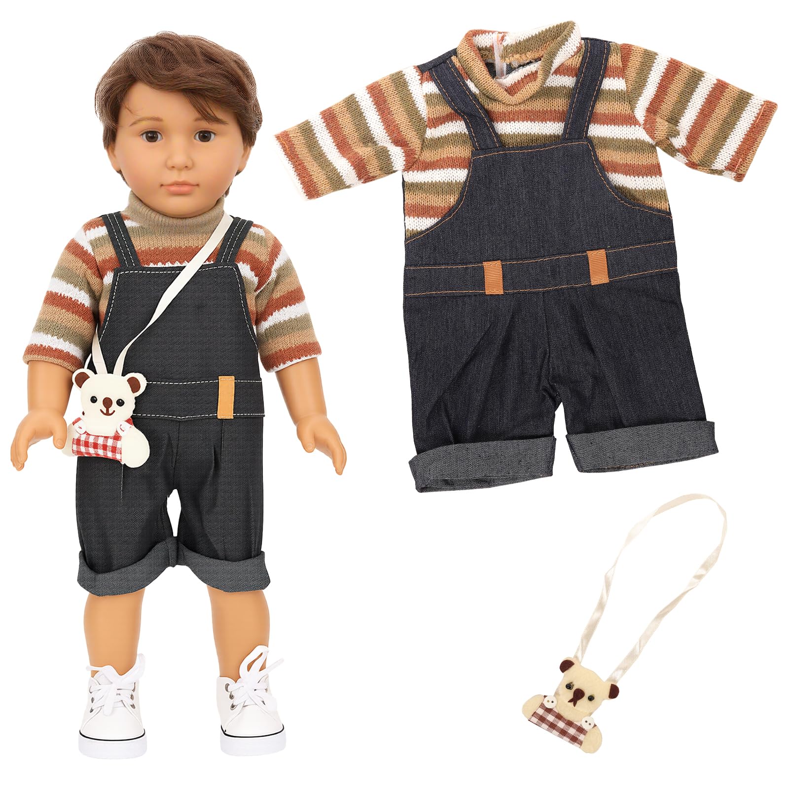 BARWA Boy Doll Clothes 5sets Boy Dolls Clothes 2 Pairs Shoes 1 Pair Glasses Compatible for 18 Inch Doll Outfit