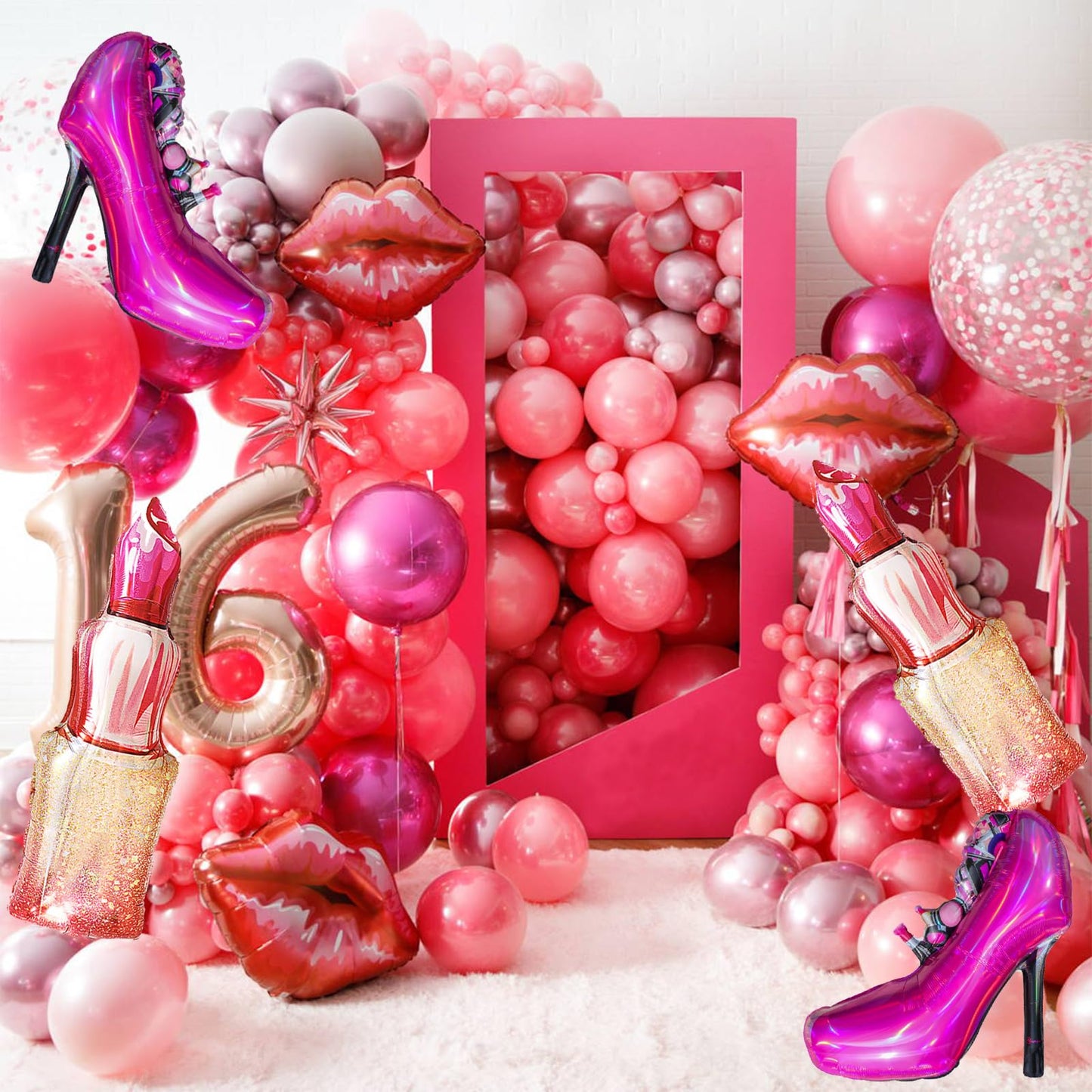 CYMYLAR Lip balloon lipstick foil Lady high heels decoration,Valentine's Day, wedding, bridal shower, spa party, bachelor party decoration, Spa Party
