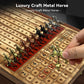 Large 23 inches Horse Racing Board Game with 11 Luxury Metal Horses, Foldable Wood Horse Race Board Game with 2 Sets of Dice, 2 Boxes of Cards