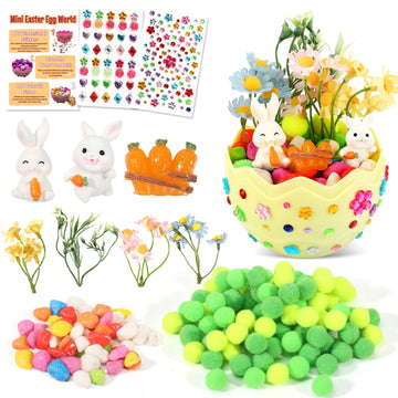 Easter Bunny Terrarium Kit for Kids, Mini Flower Garden Arts & Crafts, Easter Basket Stuffers, Rabbit Gardening Gift for Boys and Girls Ages 4-12