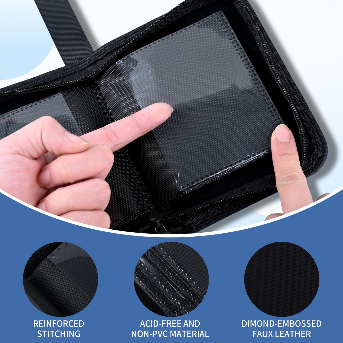 KMOPUYV 1 Pocket Toploader Binder 40 Pockets One Pocket Mini Trading Card Album,Diamond Leather Small Card Binder for 3x4 Rigid Top Loaders,Portable