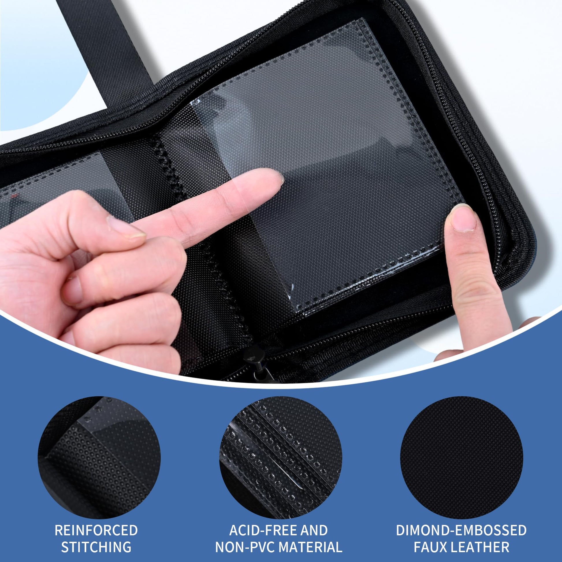 KMOPUYV 1 Pocket Toploader Binder 40 Pockets One Pocket Mini Trading Card Album,Diamond Leather Small Card Binder for 3x4 Rigid Top Loaders,Portable
