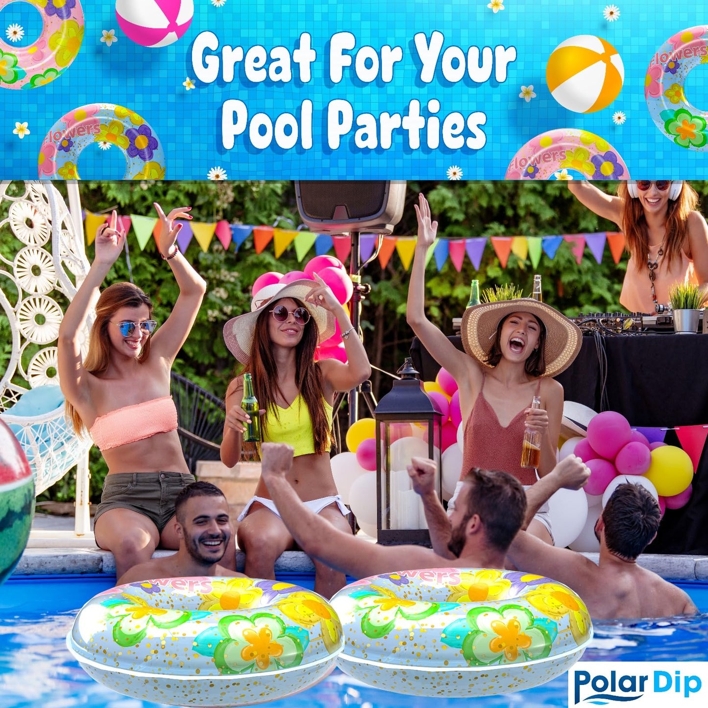 Polar Dip Pool Floats Rings for Adults - Fun Swimming Pool Ring for Pool Parties, Beach, and Outdoor Activities with Pool Floats Tube (Single Pack)