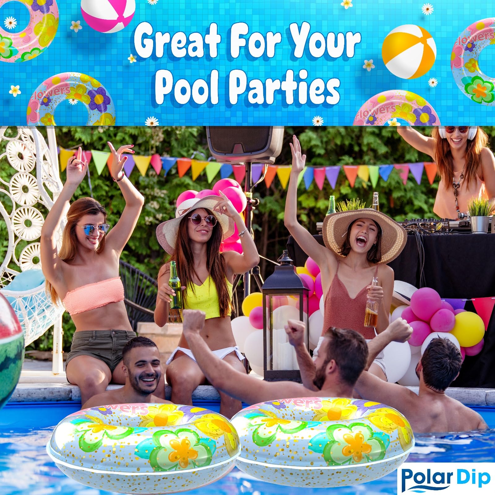 Polar Dip Pool Floats Rings for Adults - Fun Swimming Pool Ring for Pool Parties, Beach, and Outdoor Activities with Pool Floats Tube (Single Pack)