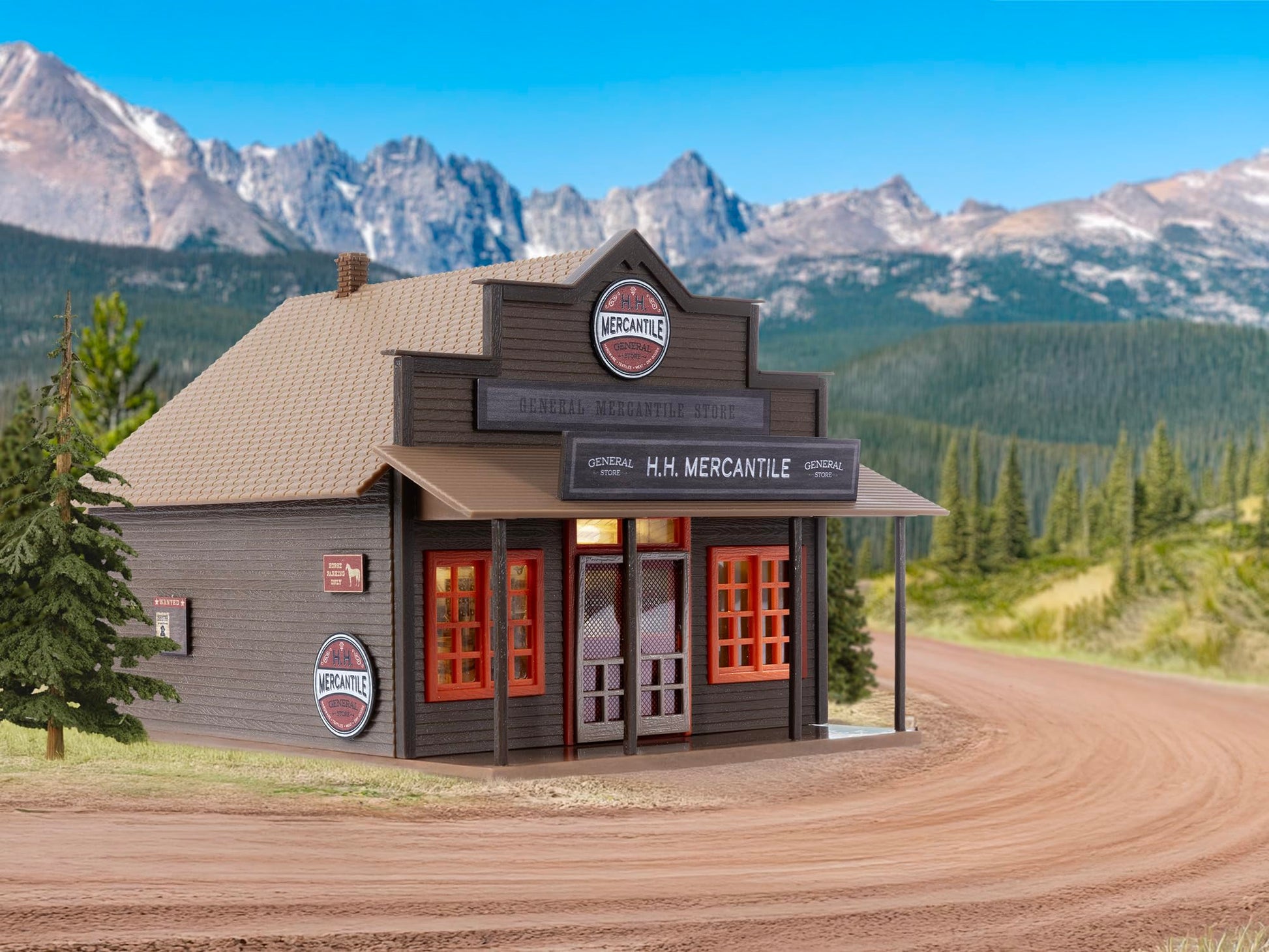 Lionel Western Mercantile Plug-Expand-Play O Gauge Building Accessory - Illuminated Western Train Store with LED Lighting, Railroad Scenery, Age 14+