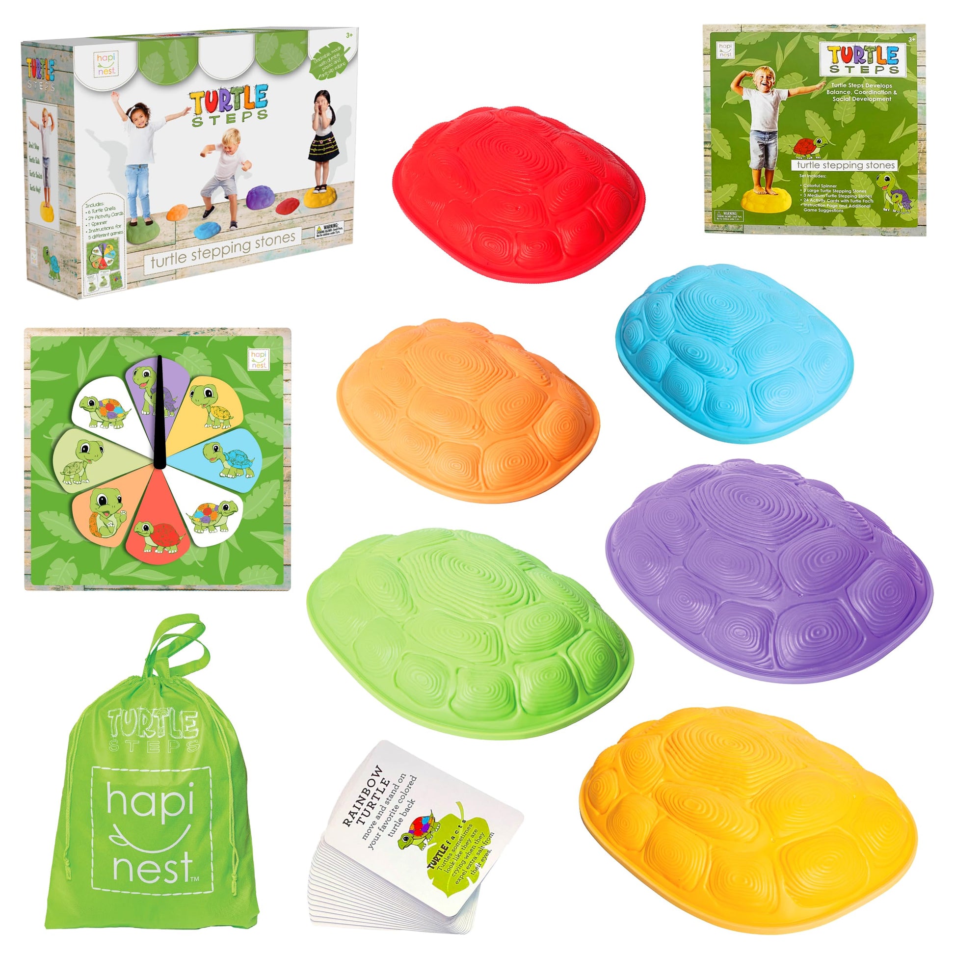 Hapinest Turtle Balance Stepping Stones for Kids, Obstacle Course Coordination Game for Kids & Family, Indoor Outdoor Sensory Play Equipment Toys
