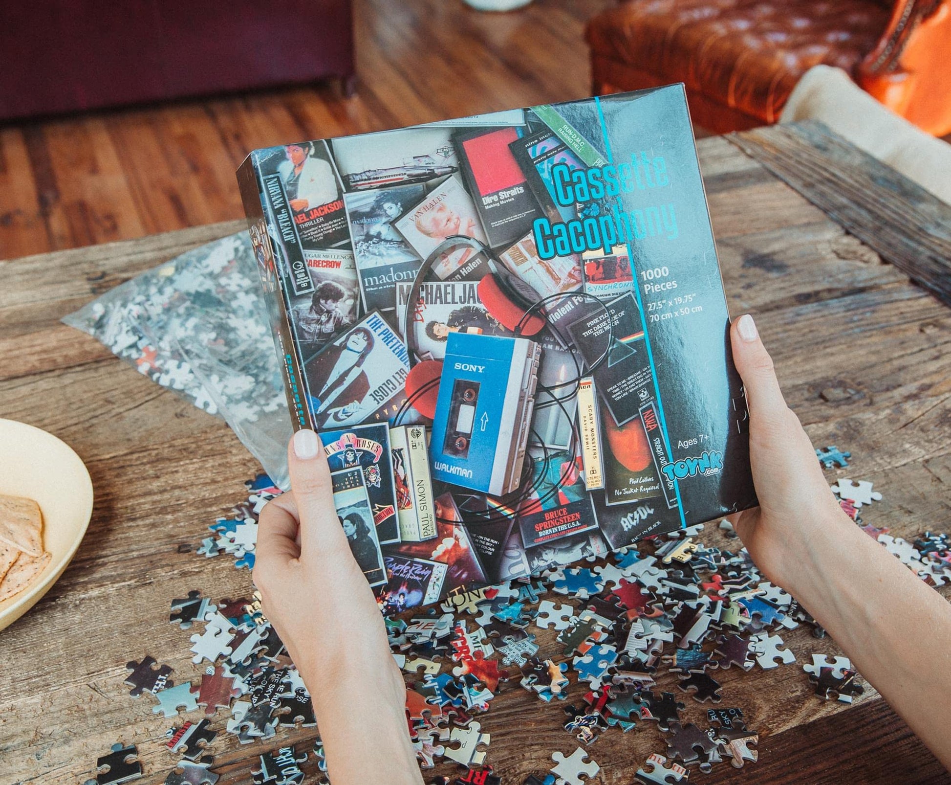 80s Cassette Music Hits 1000-Piece Jigsaw Puzzle, Brain Teaser for Kids and Adults | 28 x 20 Inches