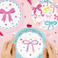48pcs Bow Paper Plates Bow Birthday Party Decorations 7 Inch & 9 Inch