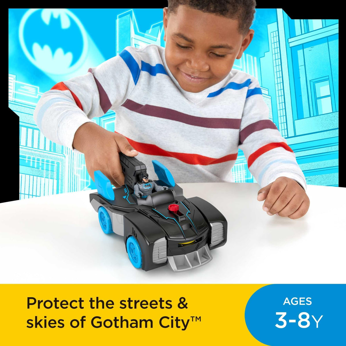 Fisher-Price Imaginext DC Super Friends Batman Toy Bat-Tech Batmobile Car & Light-Up Figure for Preschool Pretend Play Kids Ages 3+ Years