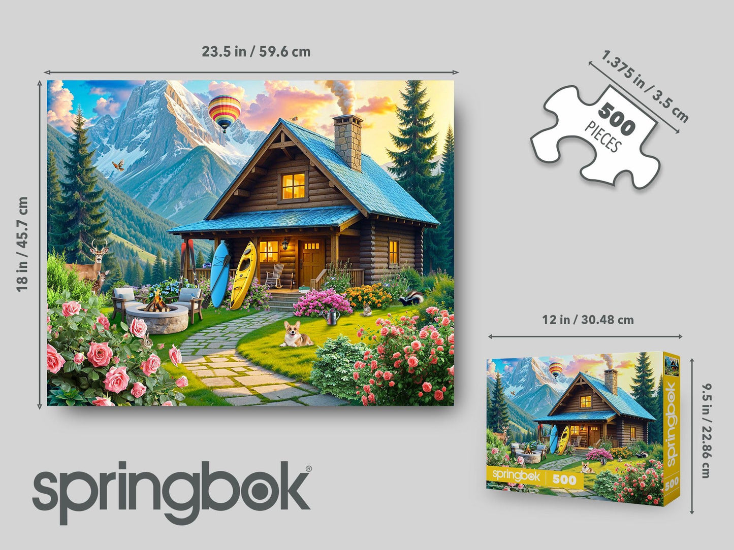 Springbok Mountain Cabin Retreat 500 Piece Jigsaw Puzzle for Adults