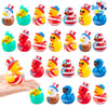 JOYIN 24 Pcs Patriotic Rubber Ducks, Red White Blue 4th of July Bulk Ducks with 8 Designs, Independence Day Duck with Flag Prints, Patriotic Party