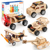 Poraxy 5 in 1 STEM Kits for Kids Age 8-10, Science Building Project Craft for 8-13, Model Car Kit, STEM Toys for Boys Girls Age 8-12, Wooden 3D