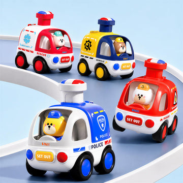 iPlay, iLearn Press to Go Car Toy for Toddlers 1-3, Baby Animal Racing Cars